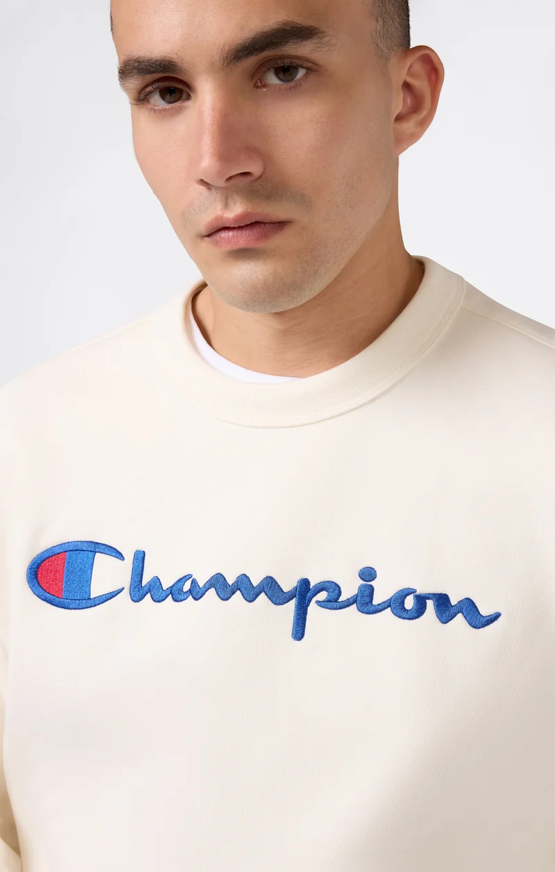 Men’s Crewneck Sweatshirt with Logo and Brushed Interior