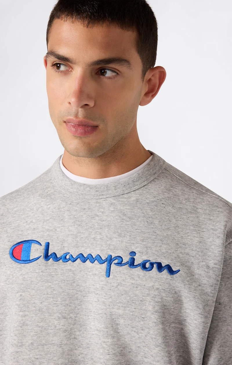 Men’s Crewneck Sweatshirt with Logo and Brushed Interior