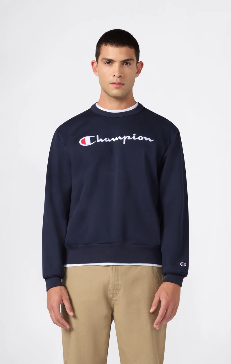 Men’s Crewneck Sweatshirt with Logo and Brushed Interior