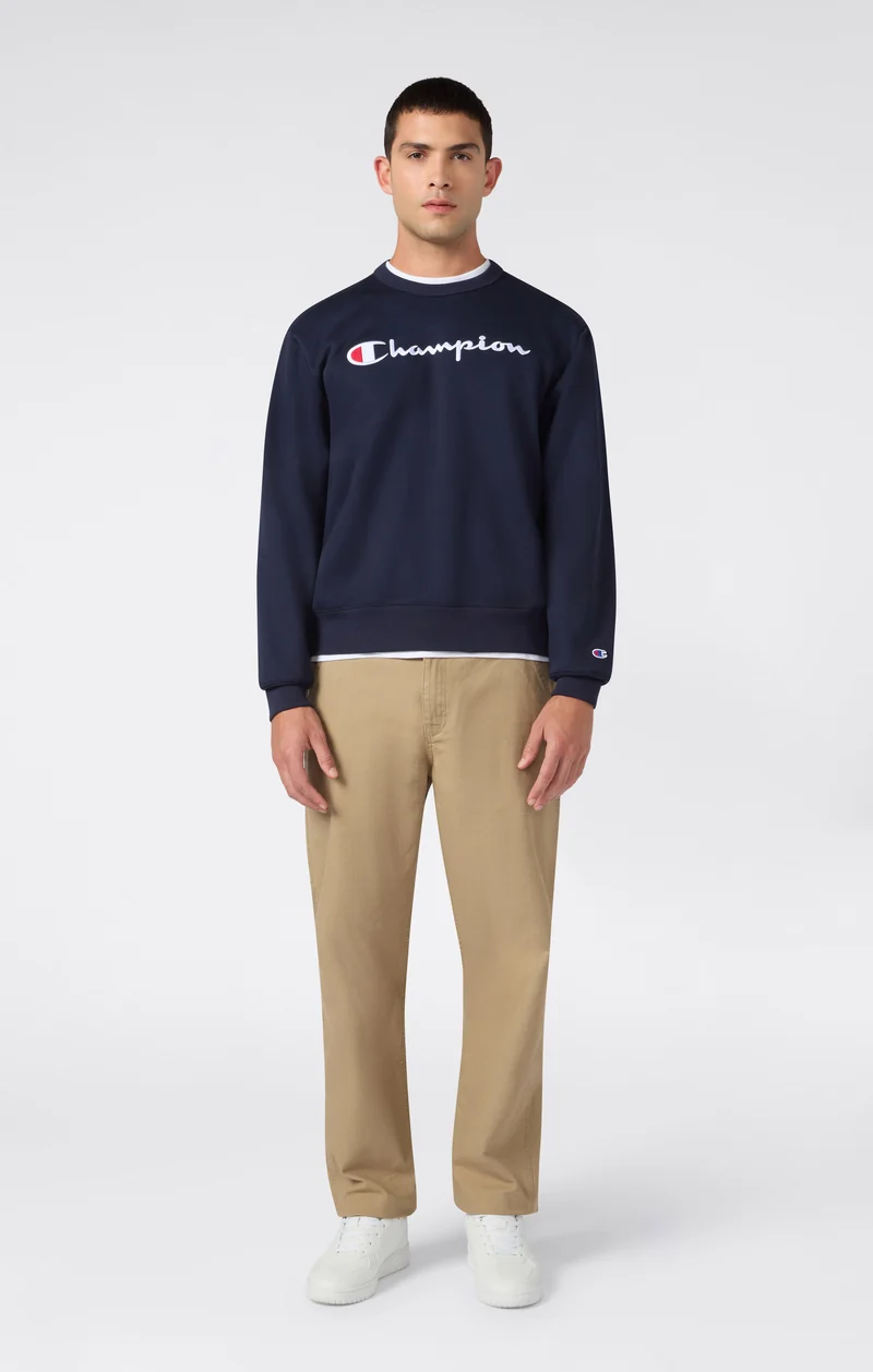 Men’s Crewneck Sweatshirt with Logo and Brushed Interior