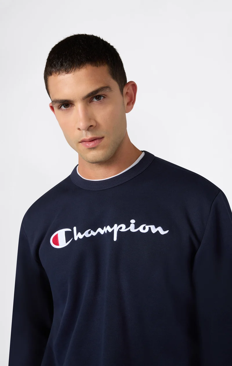 Men’s Crewneck Sweatshirt with Logo and Brushed Interior