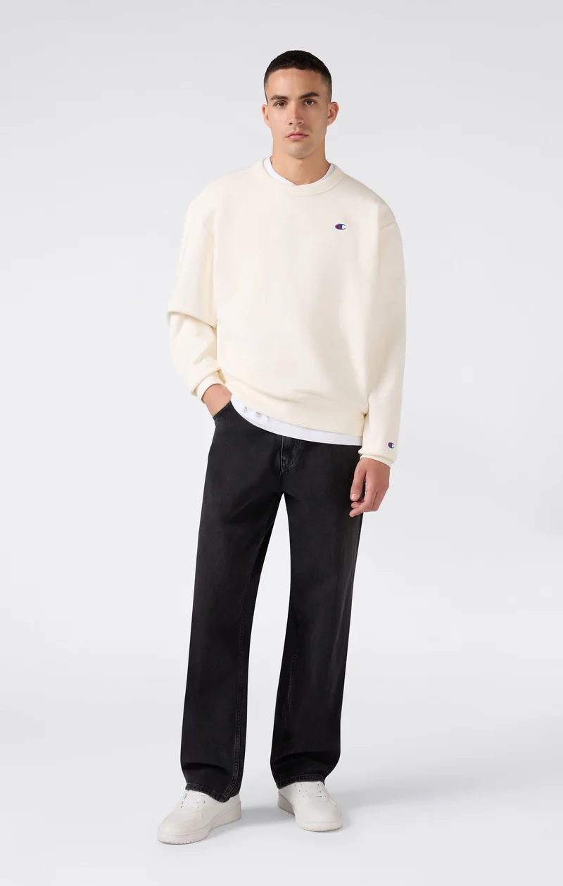 Men’s Crewneck Sweatshirt with C Logo and Brushed Interior