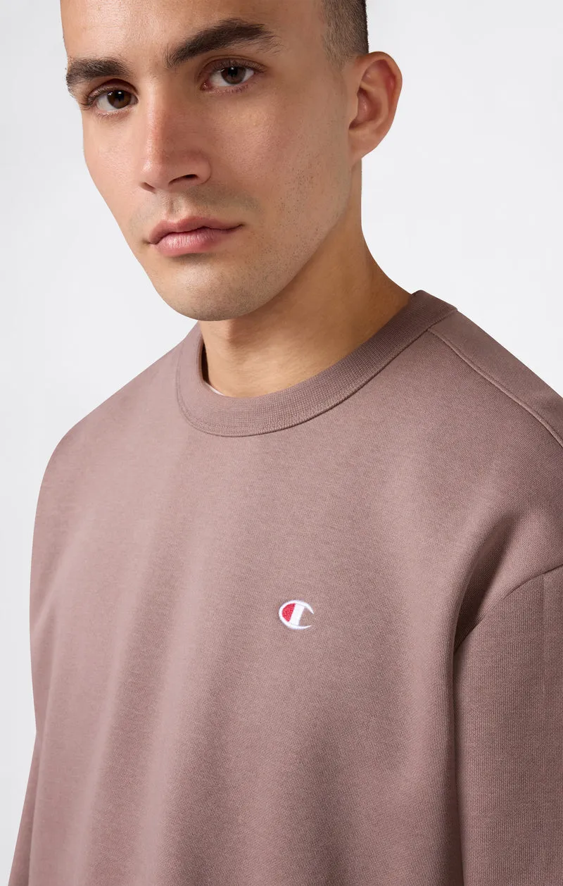 Men’s Crewneck Sweatshirt with C Logo and Brushed Interior