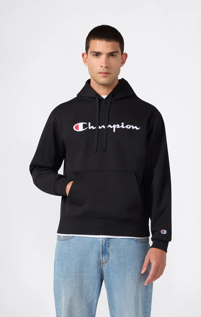 Men’s Hooded Sweatshirt with Maxi Logo and Brushed Interior