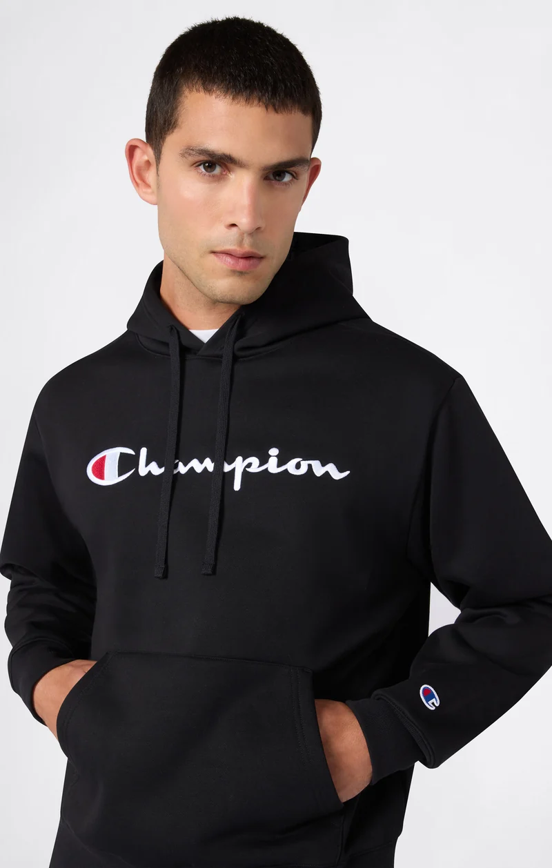 Men’s Hooded Sweatshirt with Maxi Logo and Brushed Interior