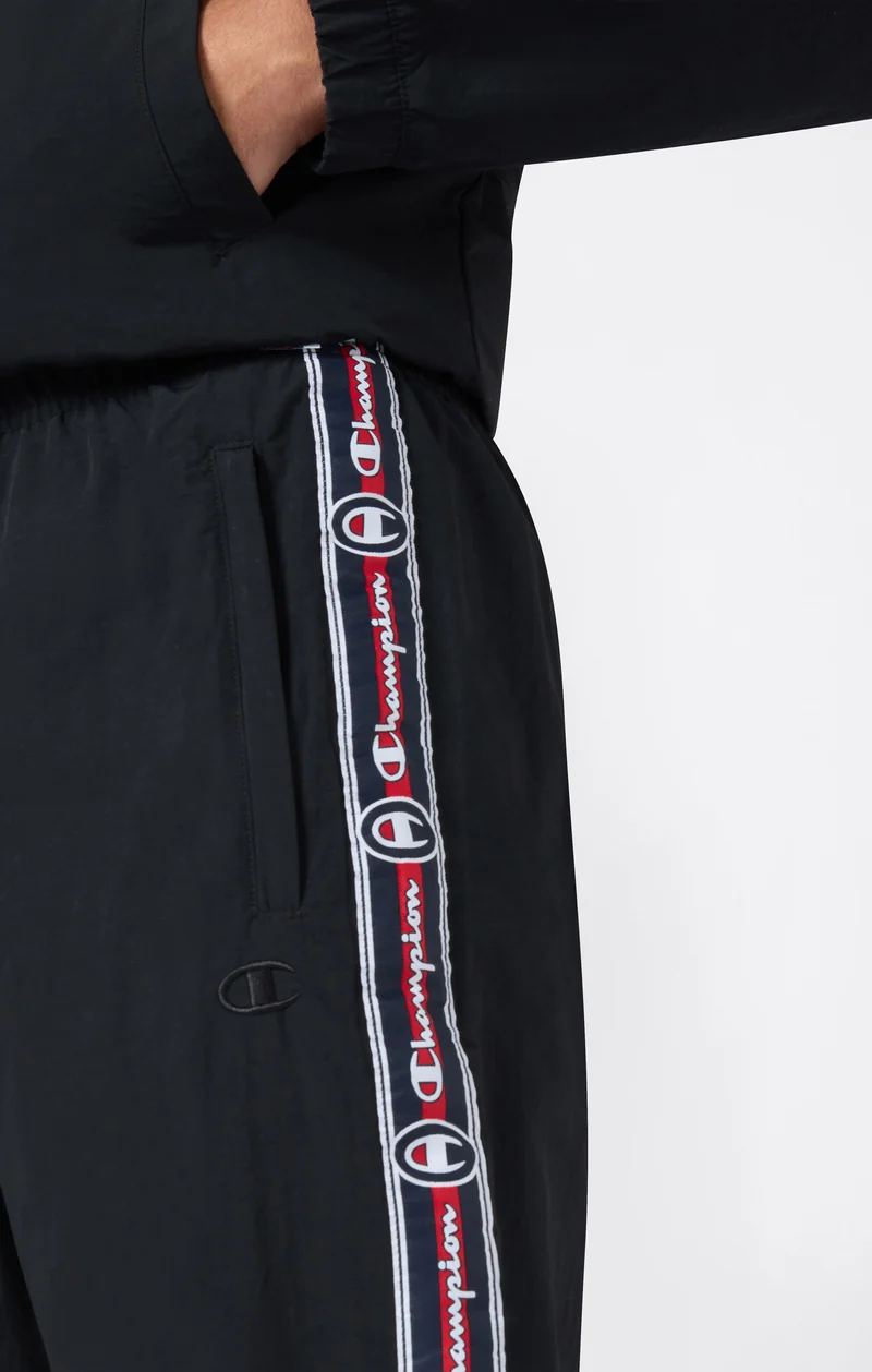 Men’s Nylon Trousers with Tape and Straight Hem