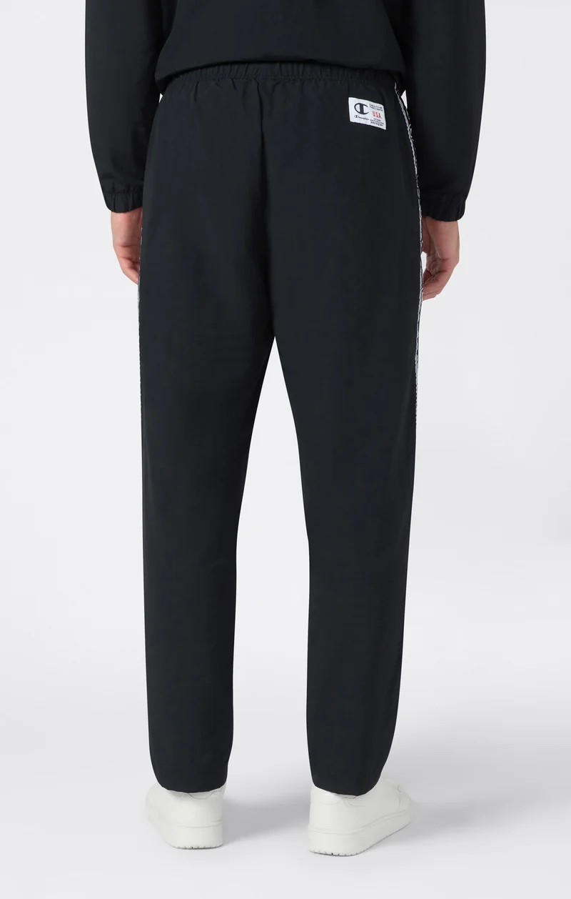 Men’s Nylon Trousers with Tape and Straight Hem