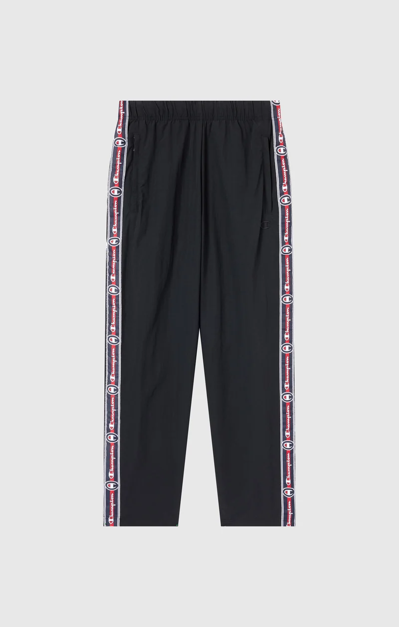 Men’s Nylon Trousers with Tape and Straight Hem