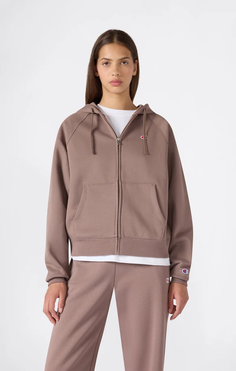 Women’s Full-Zip Hooded Sweatshirt with C Logo and Brushed Interior