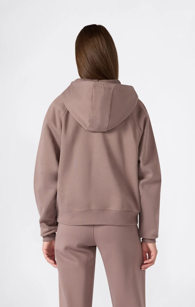 Women’s Full-Zip Hooded Sweatshirt with C Logo and Brushed Interior