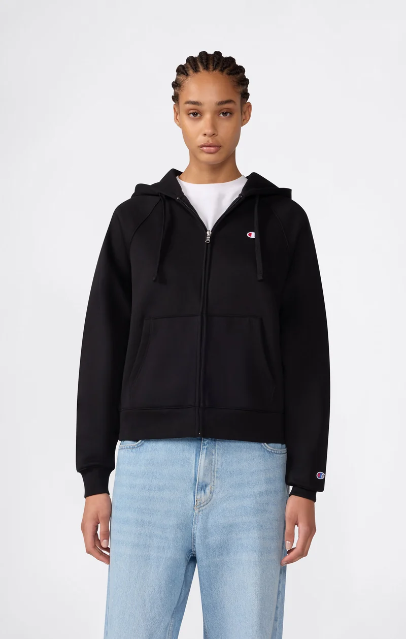 Women’s Full-Zip Hooded Sweatshirt with C Logo and Brushed Interior