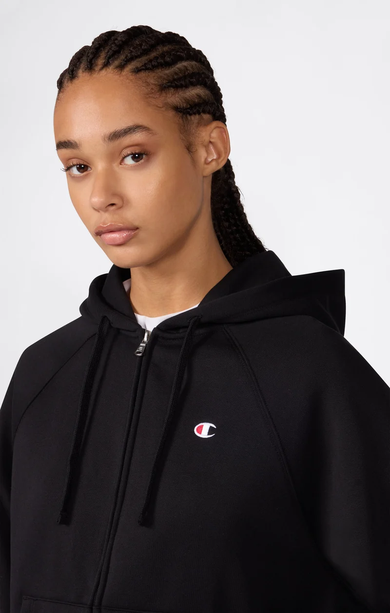 Women’s Full-Zip Hooded Sweatshirt with C Logo and Brushed Interior
