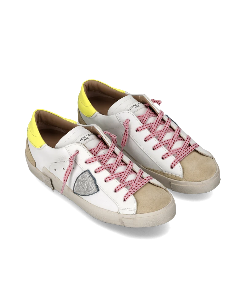 Sneakers Prsx Women, White Beige Neon Yellow