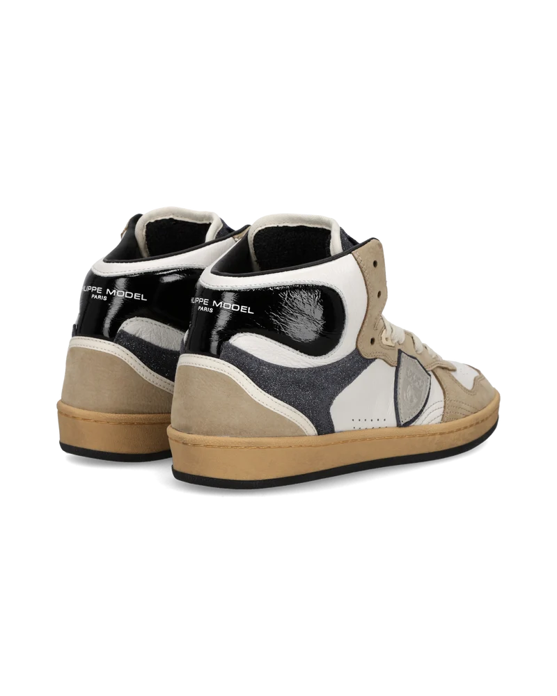 Sneakers Pgal High Women, White Black Beige