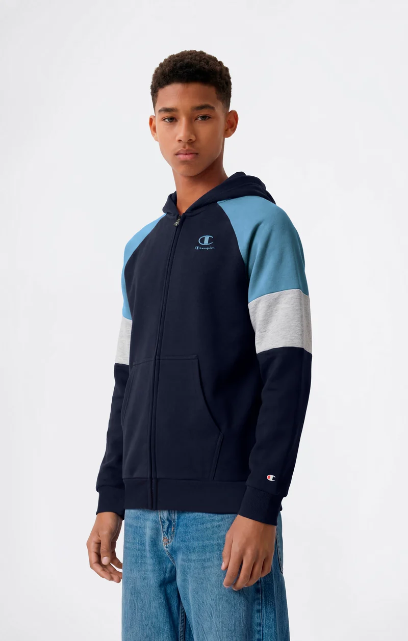 Junior Unisex Full-Zip Hooded Sweatshirt with Brushed Interior