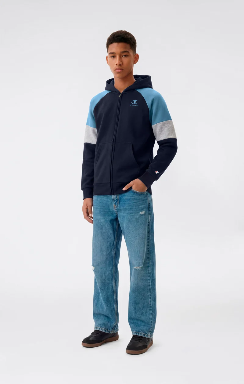 Junior Unisex Full-Zip Hooded Sweatshirt with Brushed Interior