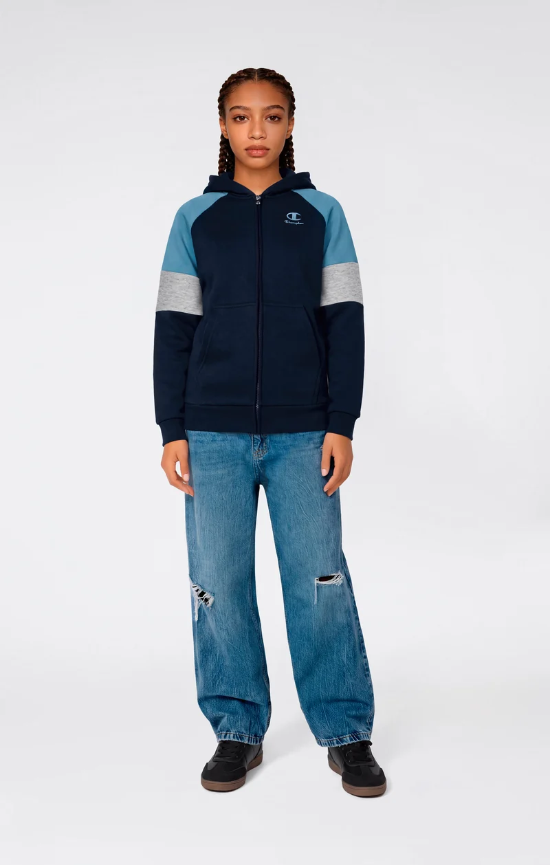 Junior Unisex Full-Zip Hooded Sweatshirt with Brushed Interior