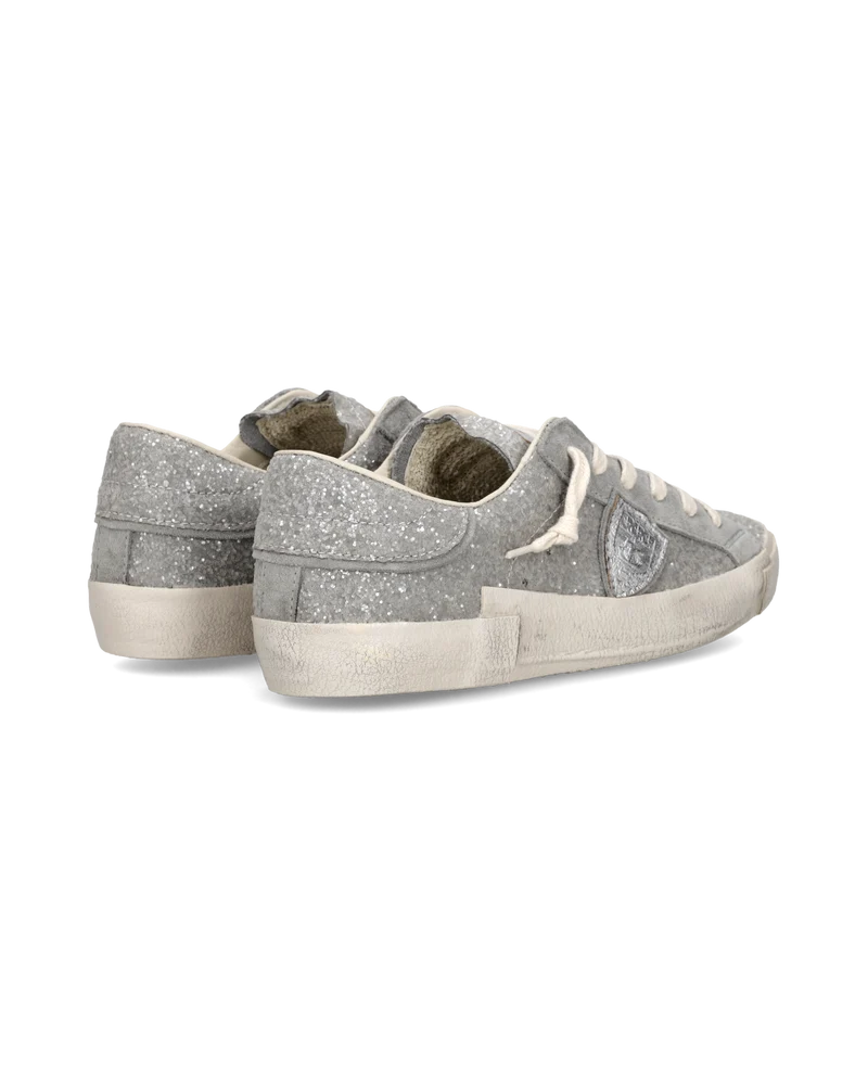 Sneakers Prsx Women with glitter upper, Silver