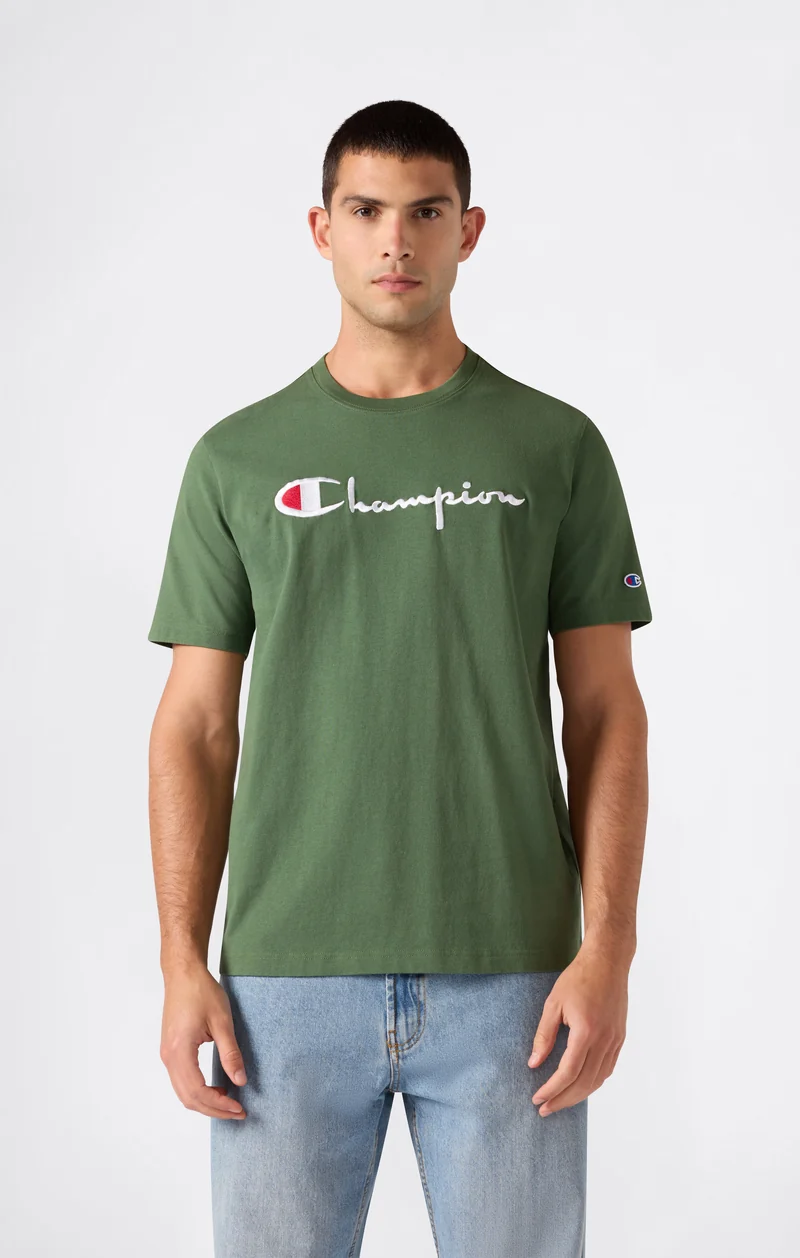Men’s Heavy Cotton Basic T-Shirt with Embroidered Logo