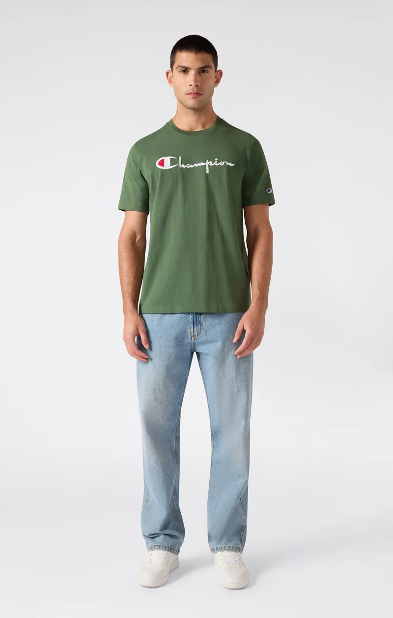 Men’s Heavy Cotton Basic T-Shirt with Embroidered Logo