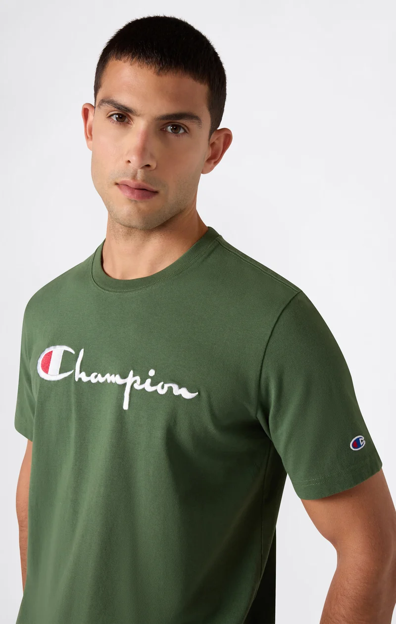 Men’s Heavy Cotton Basic T-Shirt with Embroidered Logo