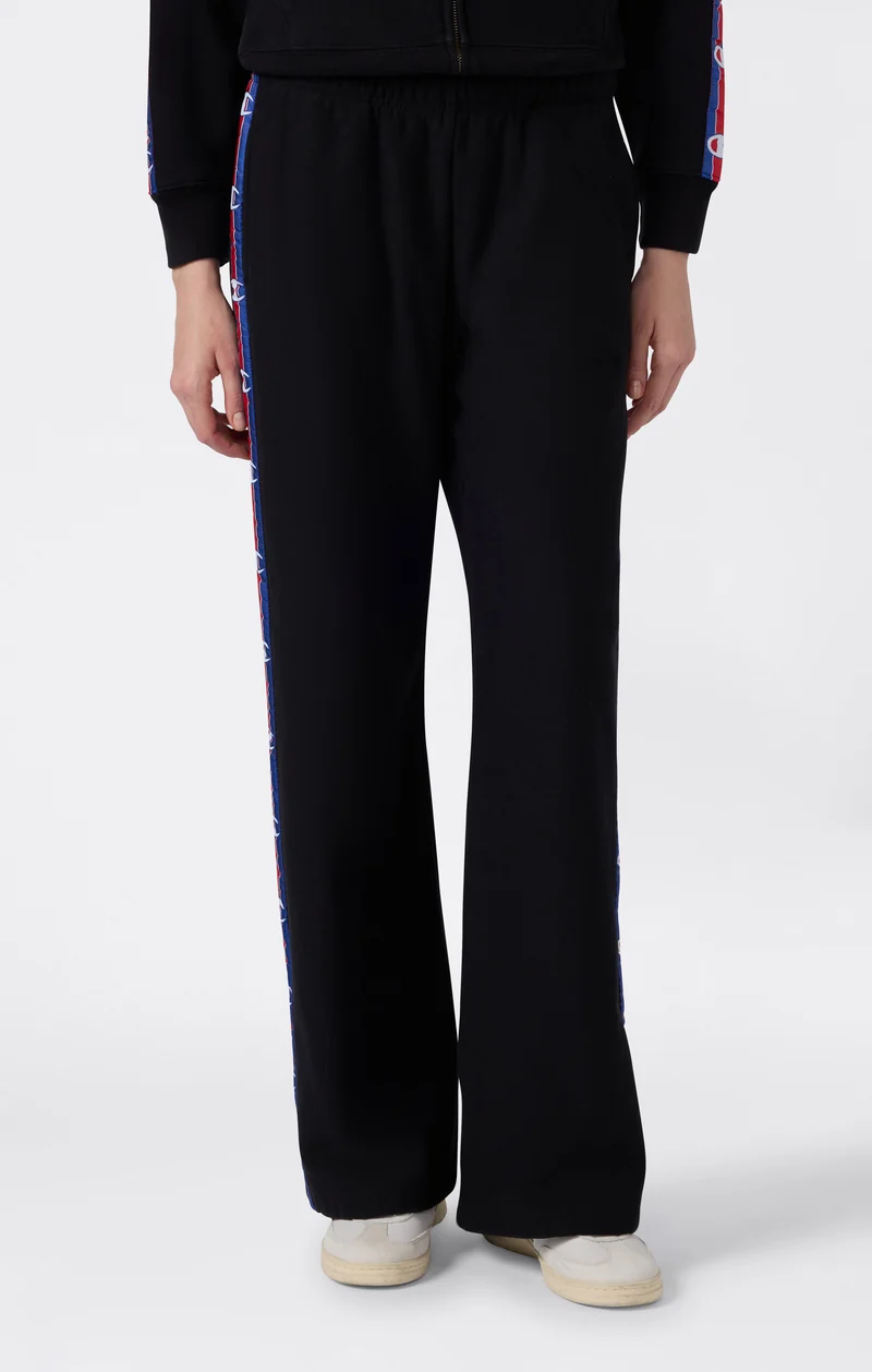 Women’s Reverse Weave Wide Leg Trousers with Logo Tape and Brushed Interior