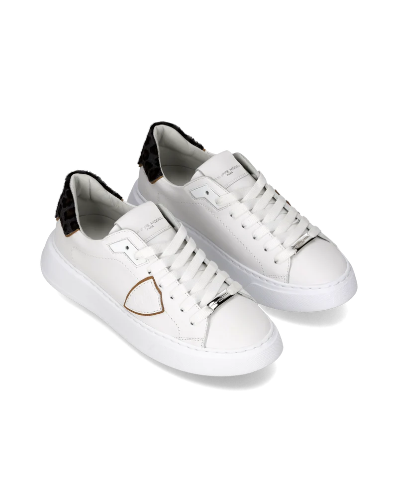 Sneakers Temple Tennis Women, White Blue Animal print