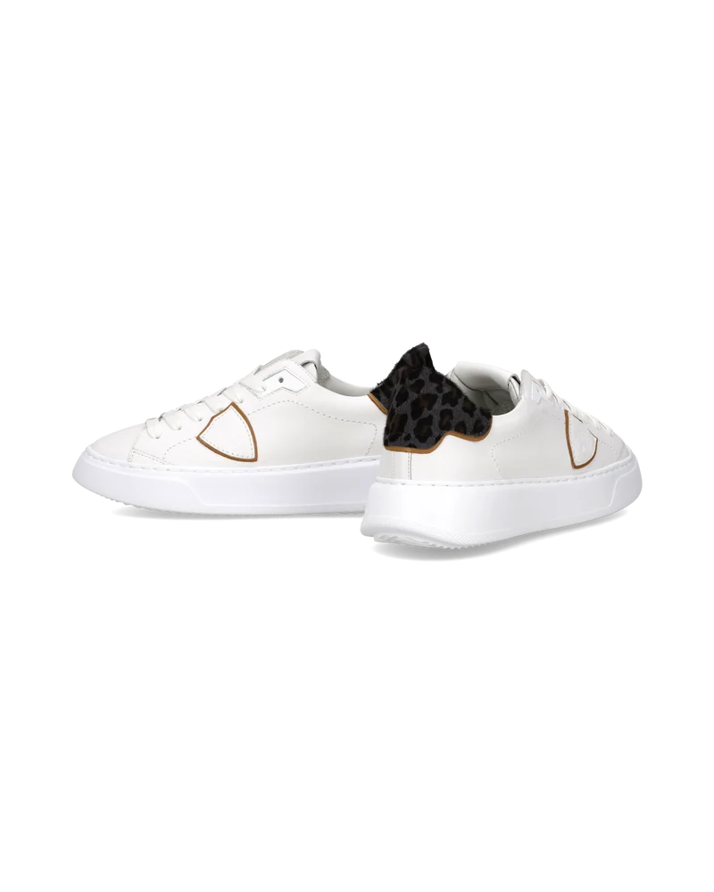 Sneakers Temple Tennis Women, White Blue Animal print