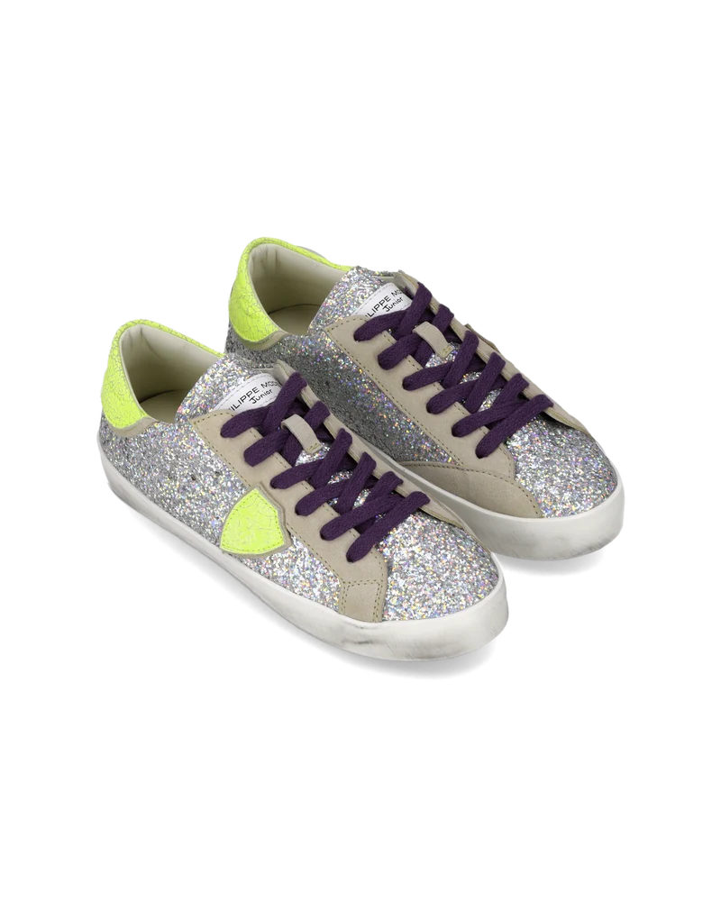 Sneakers Prsx Kids, Silver Neon