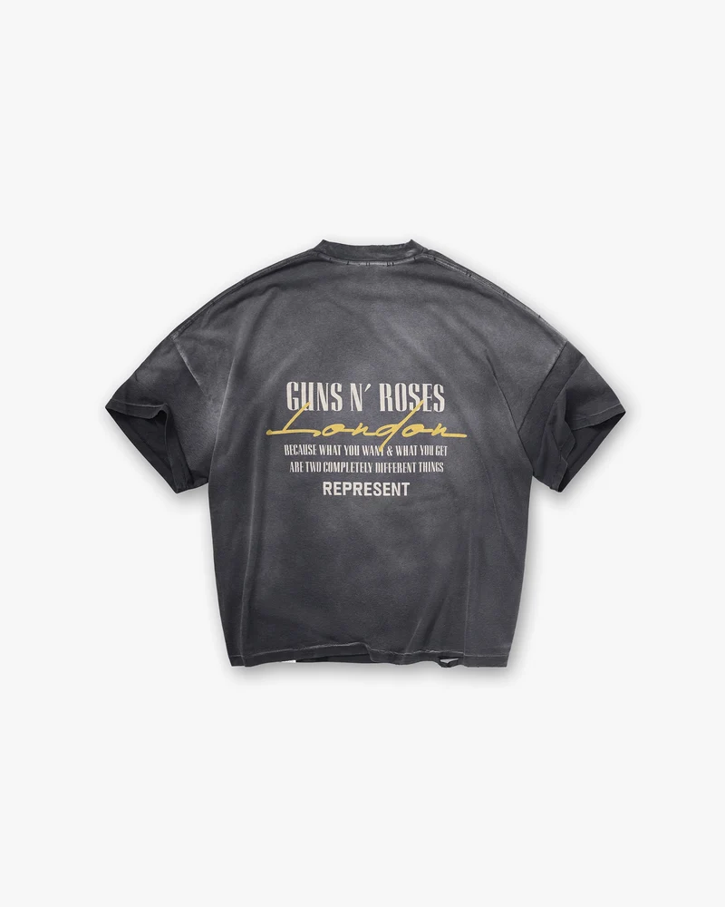 Represent X Guns N' Roses Cross T-Shirt - Stained Black