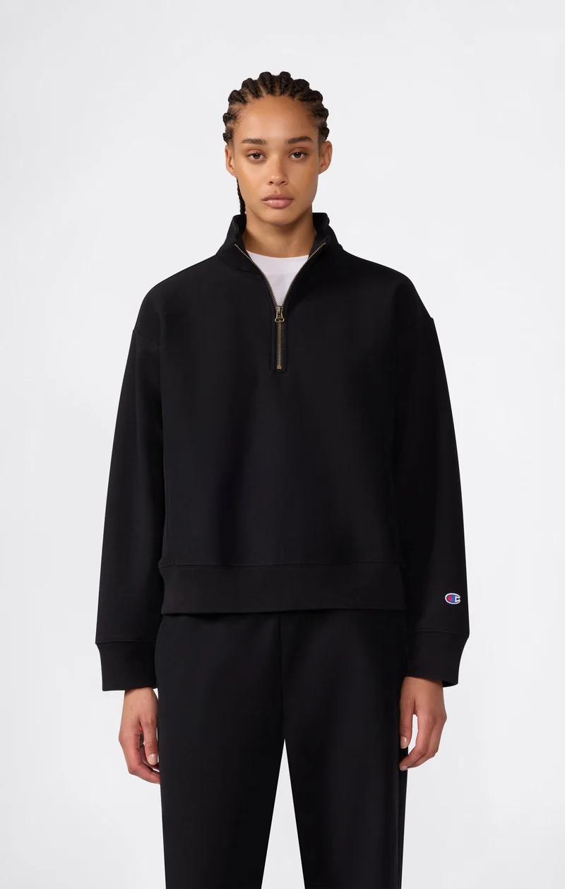 Women’s Reverse Weave Crop Half-Zip Sweatshirt with Brushed Interior