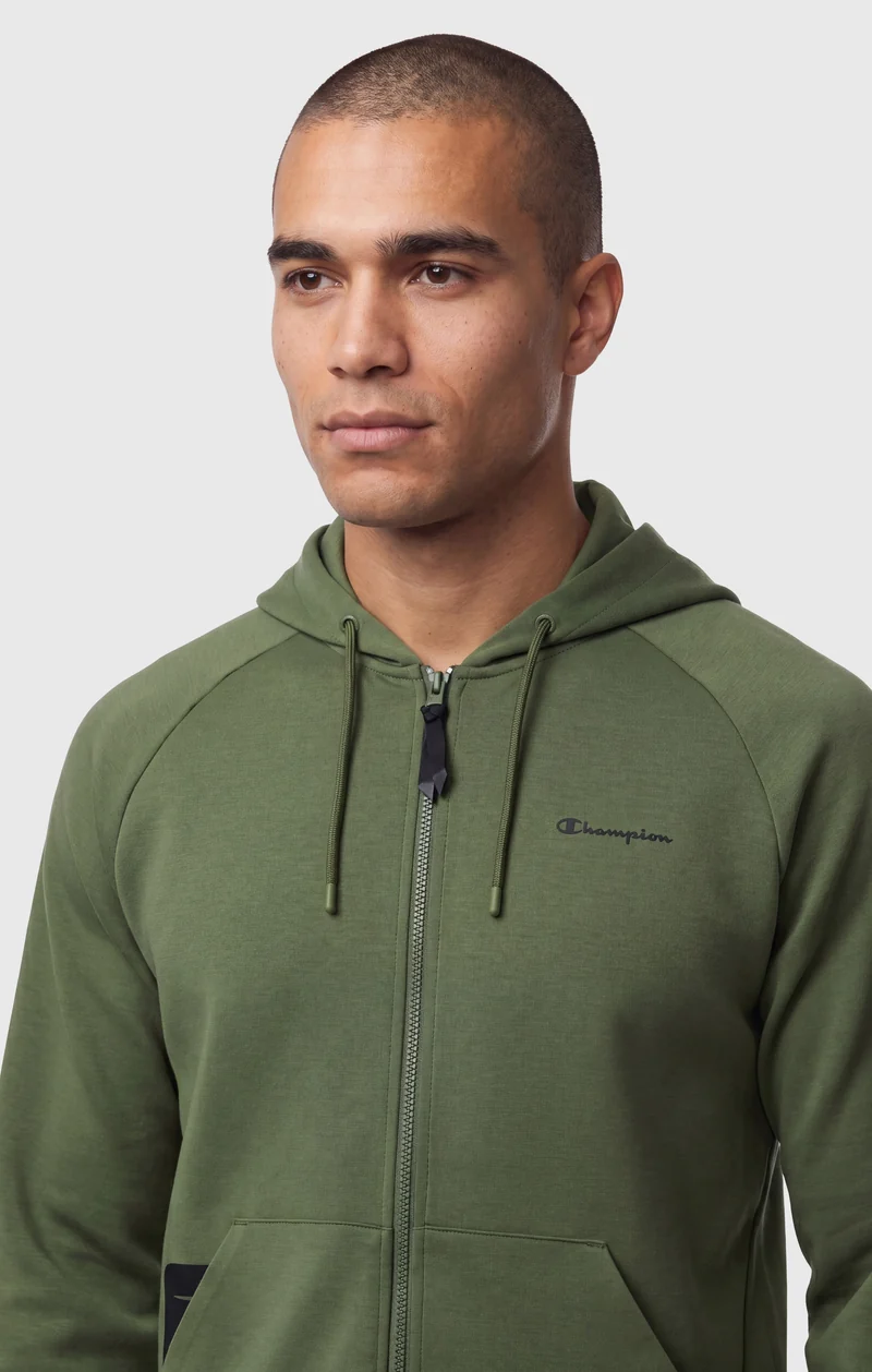 Men’s Full-Zip Hooded Sweatshirt in Stretch Interlock C-Tech
