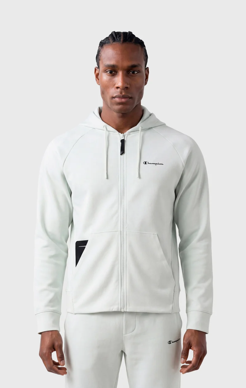 Men’s Full-Zip Hooded Sweatshirt in Stretch Interlock C-Tech