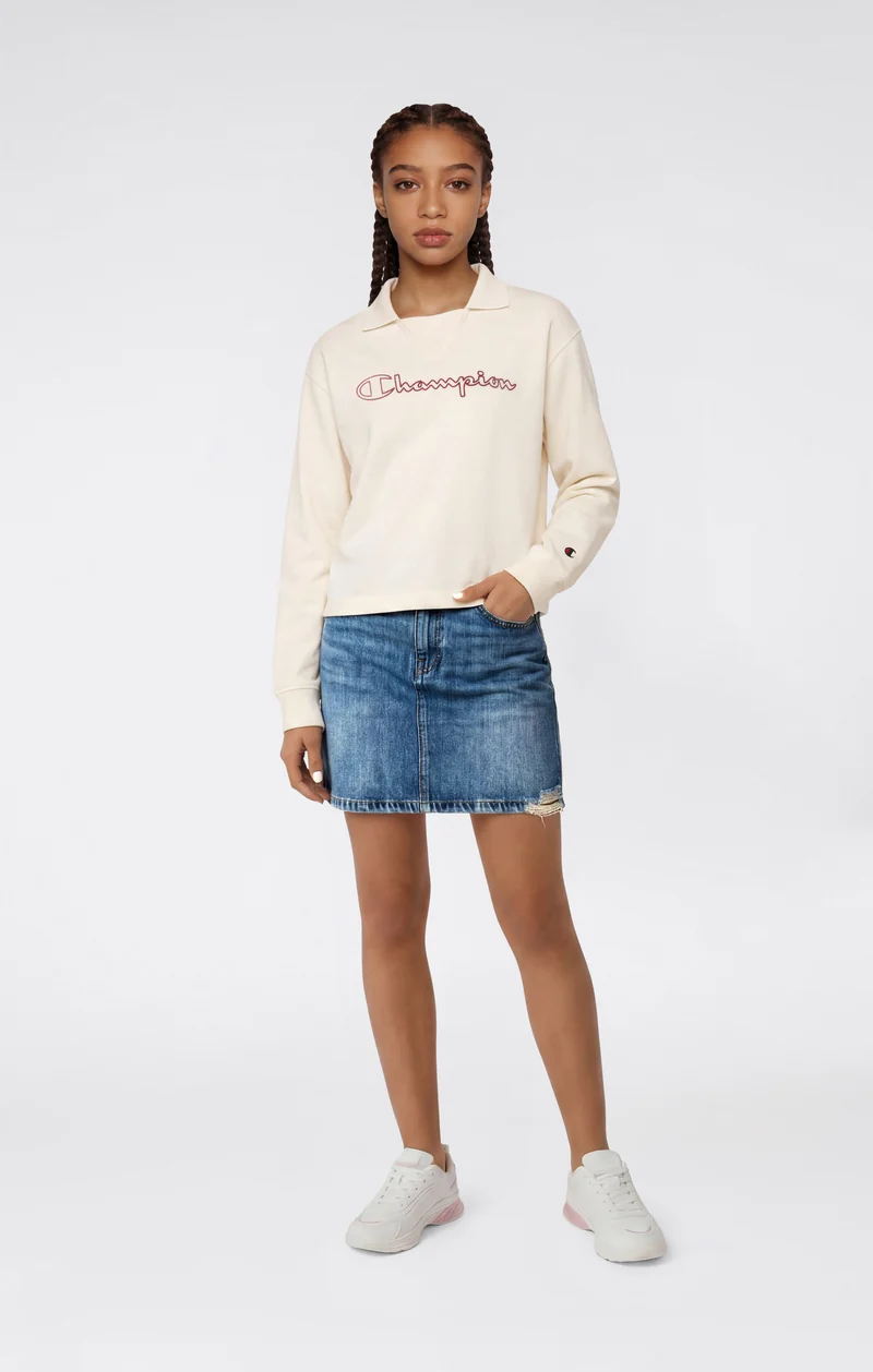 Girls’ Long Sleeve Polo Shirt with Champion Logo