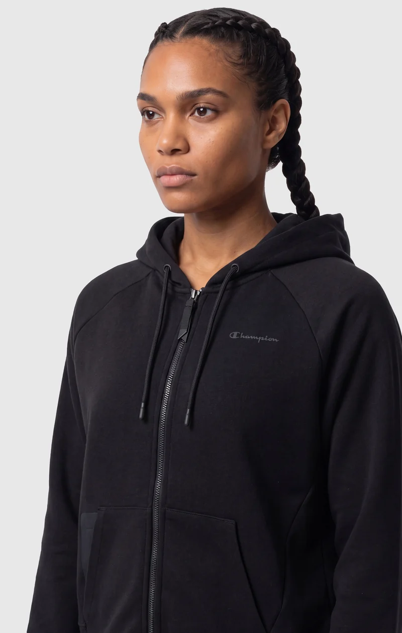 Women’s Full-Zip Hooded Sweatshirt in Stretch Interlock C-Tech