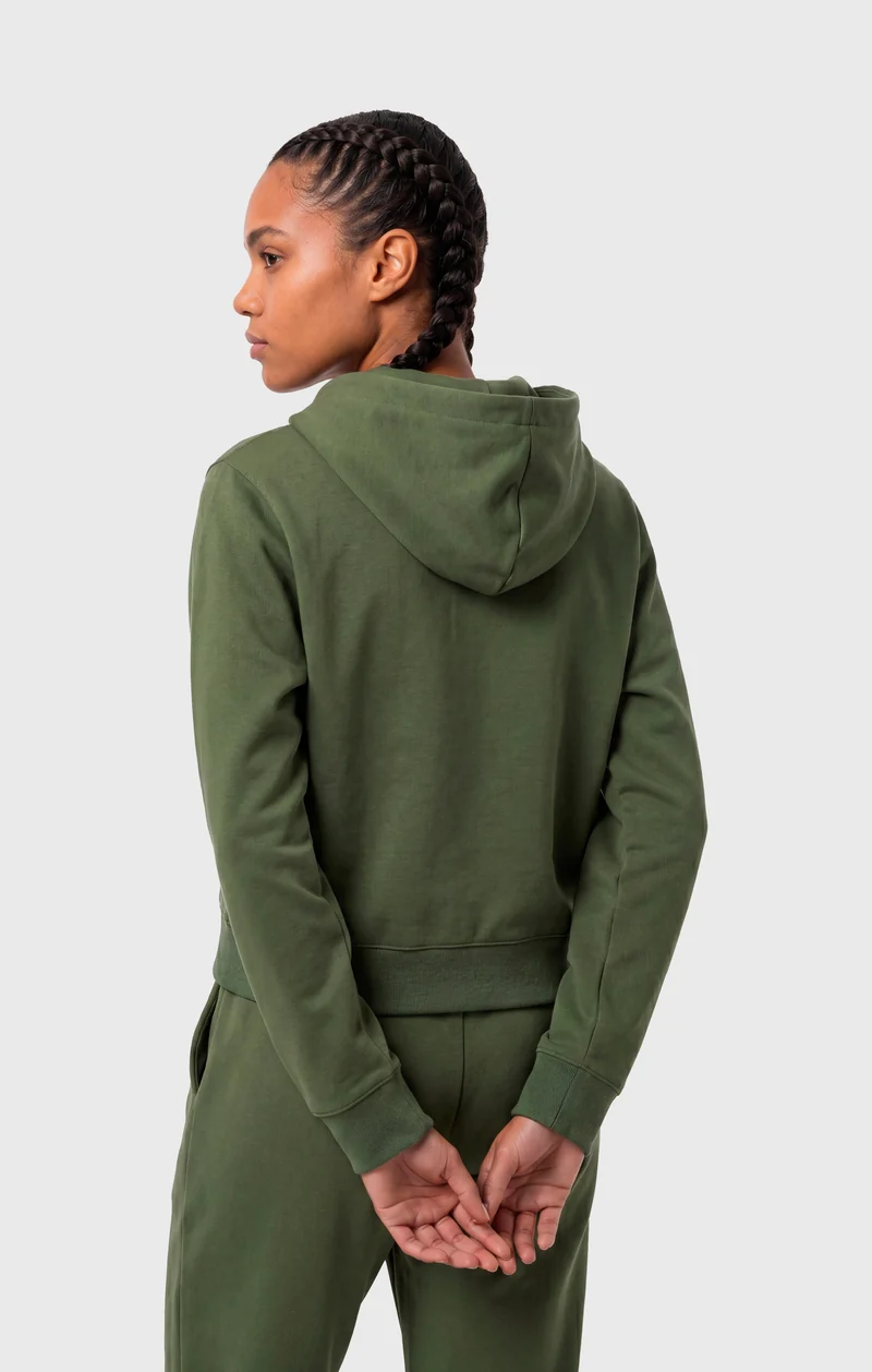 Women’s Full-Zip Hooded Sweatshirt in Stretch Interlock C-Tech