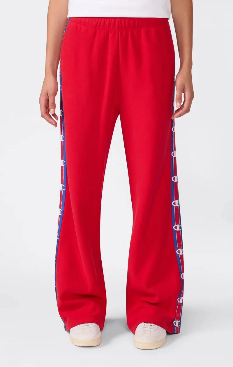 Women’s Reverse Weave Wide Leg Trousers with Logo Tape and Brushed Interior
