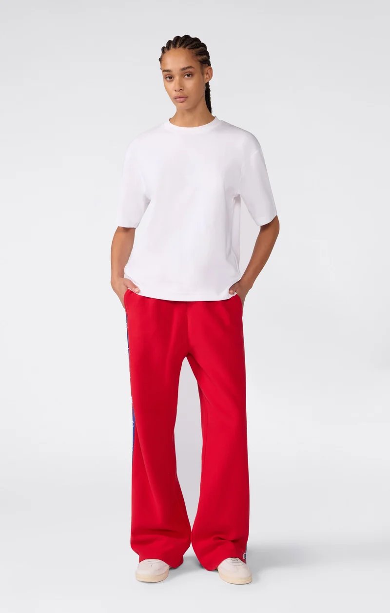 Women’s Reverse Weave Wide Leg Trousers with Logo Tape and Brushed Interior