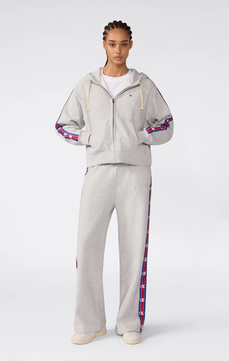 Women’s Reverse Weave Wide Leg Trousers with Logo Tape and Brushed Interior