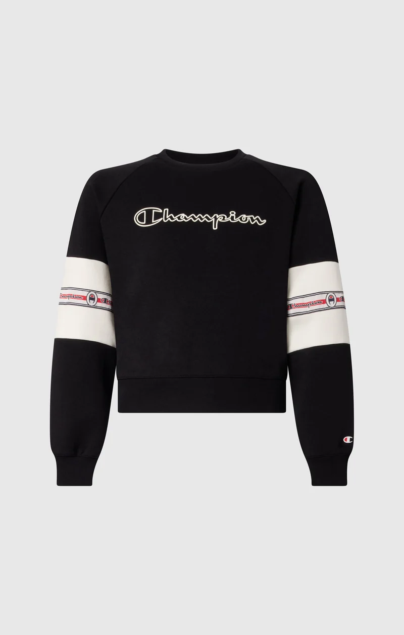 Girls’ Crewneck Sweatshirt with Tape and Champion Logo