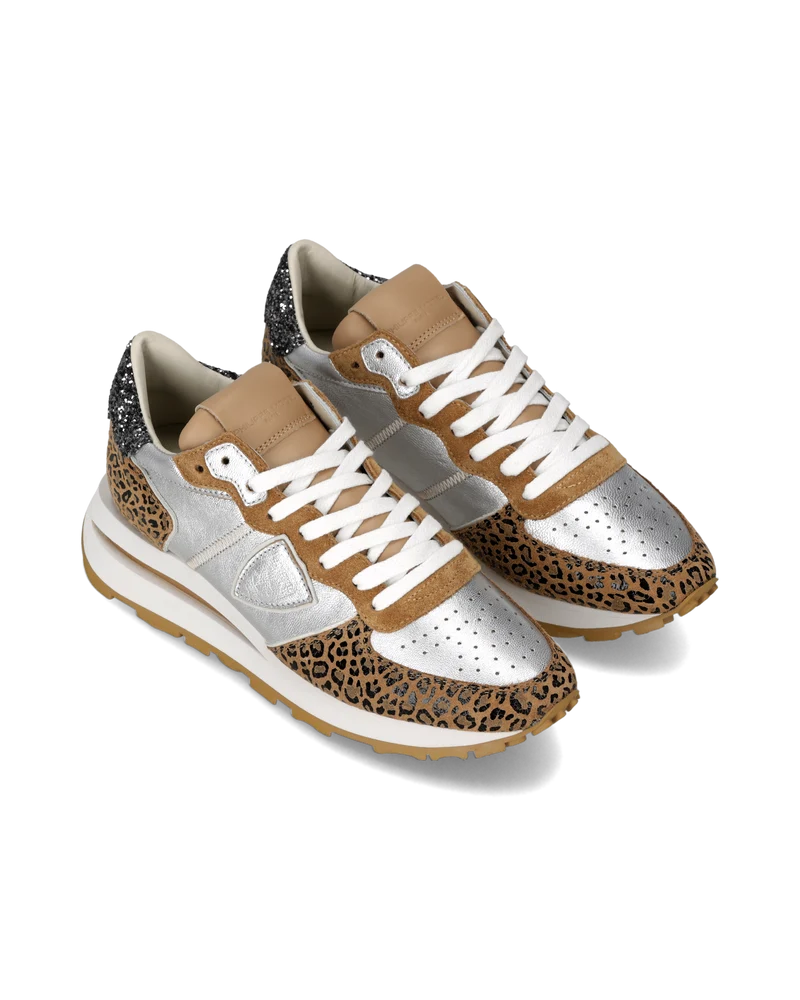 Sneakers Tropez Haute Women, Silver Animal-Print
