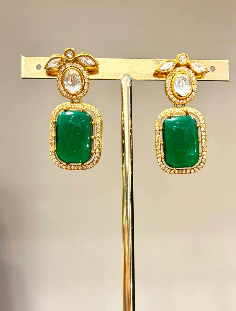 Emerald Green Crystal Drop Earrings
