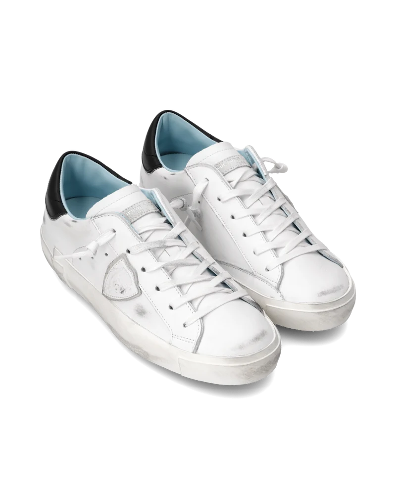 Women's Prsx Low-Top Sneakers in Leather, White Black
