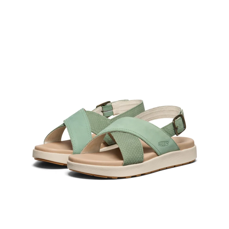 Elle Luxe Sandale mit überkreuzten Riemchen für Damen | Granite Green/Granite Green