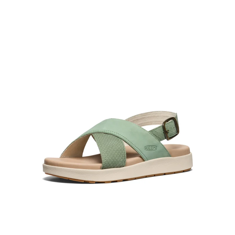 Elle Luxe Sandale mit überkreuzten Riemchen für Damen | Granite Green/Granite Green
