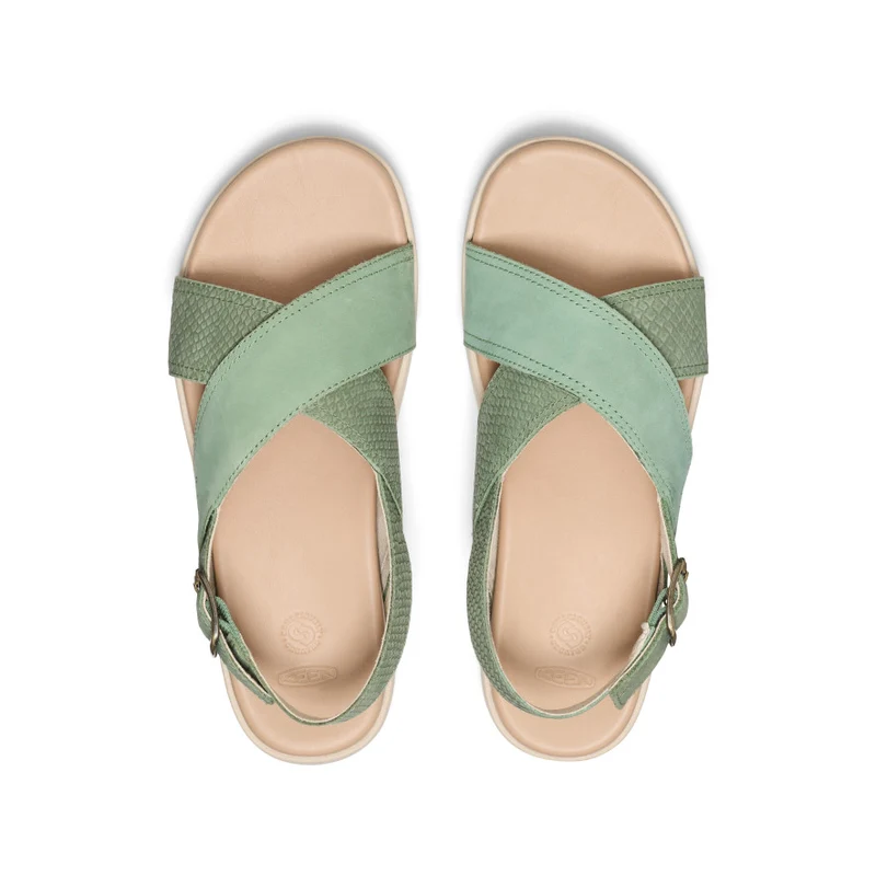 Elle Luxe Sandale mit überkreuzten Riemchen für Damen | Granite Green/Granite Green