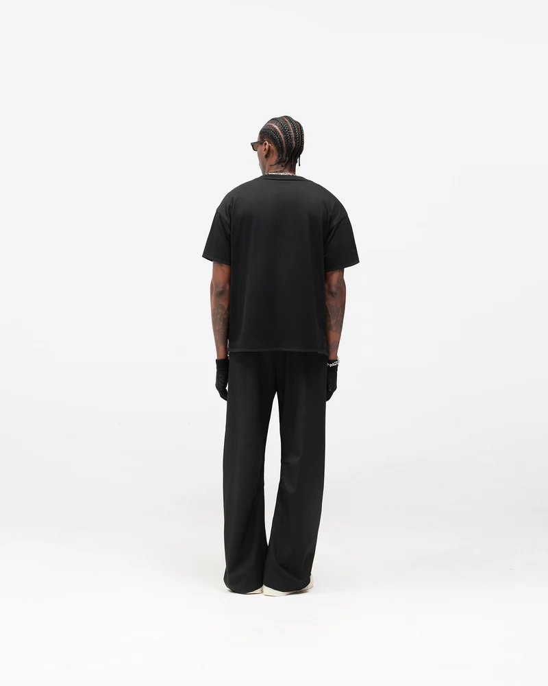 Dual Layer Script T-Shirt - Jet Black