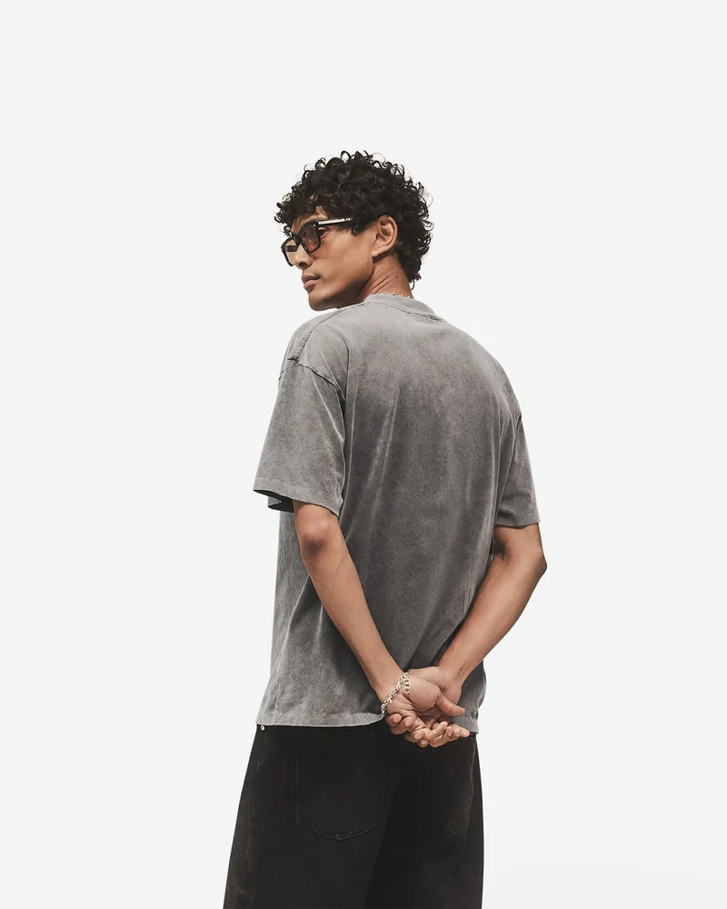 Embroidered Serif Logo T-Shirt - Vintage Grey