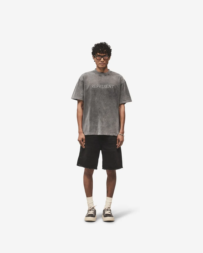 Embroidered Serif Logo T-Shirt - Vintage Grey