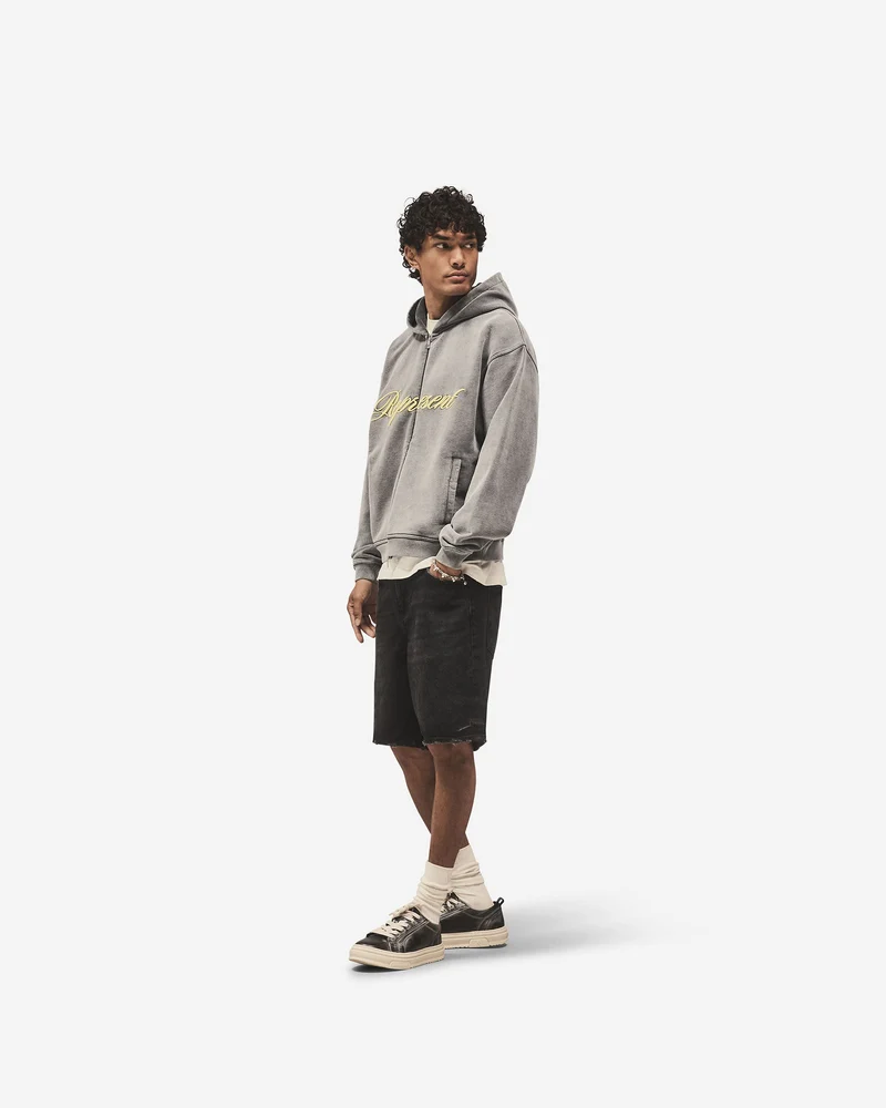 Script Logo Zip Hoodie - Vintage Grey
